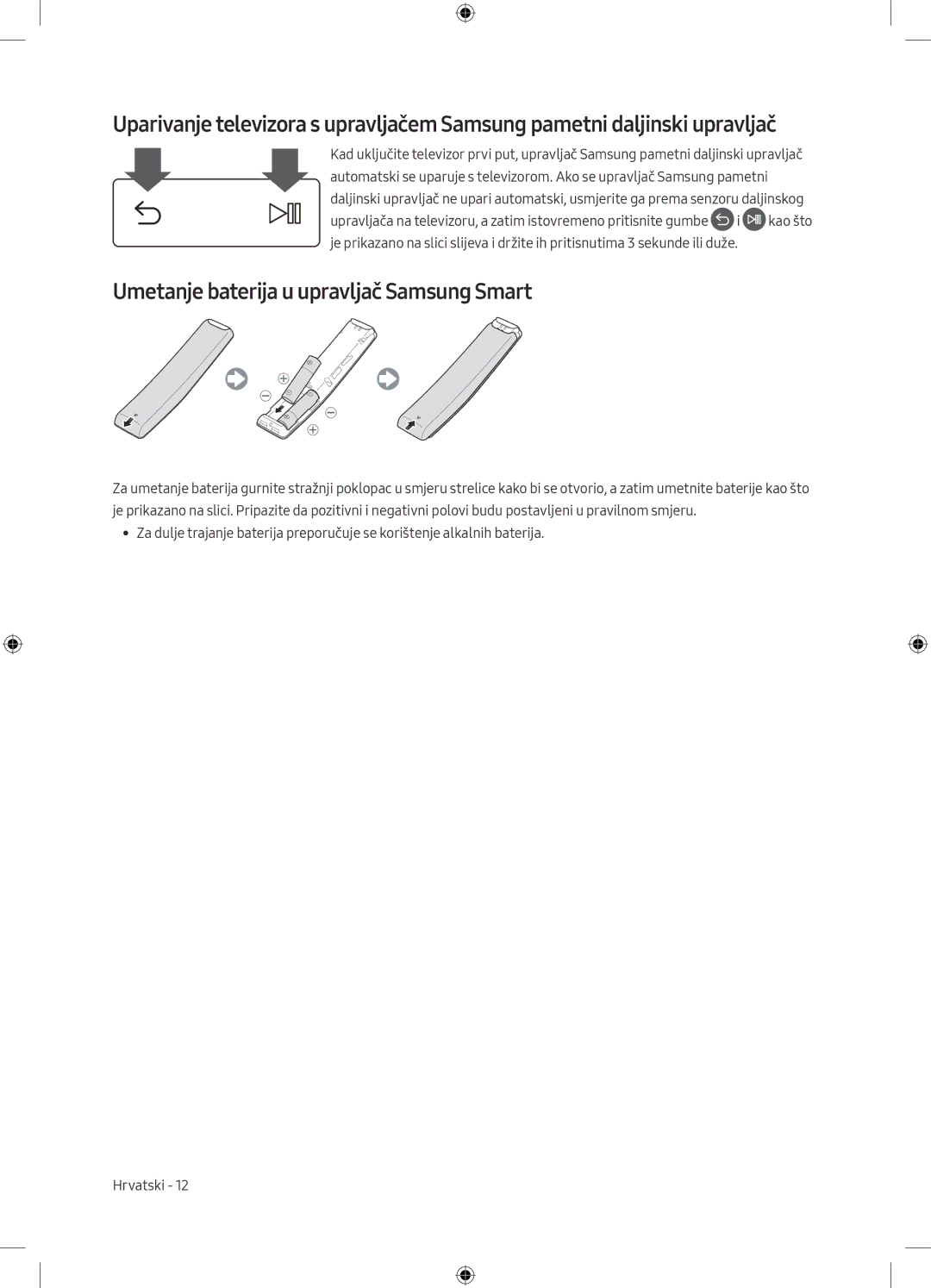 Samsung UE32M5502AKXXH, UE55M5502AKXXH, UE49M5602AKXXH, UE49M5582AUXXH manual Umetanje baterija u upravljač Samsung Smart 