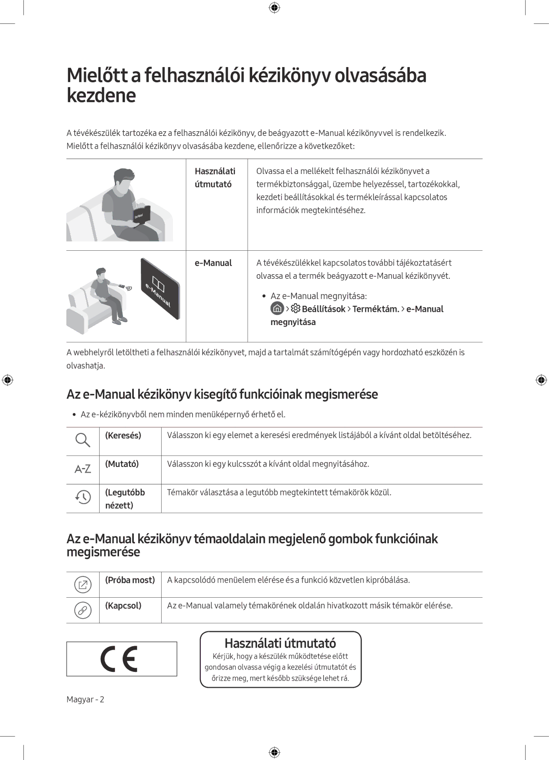 Samsung UE55M5502AKXXH, UE32M5502AKXXH manual Mielőtt a felhasználói kézikönyv olvasásába kezdene, Használati útmutató 