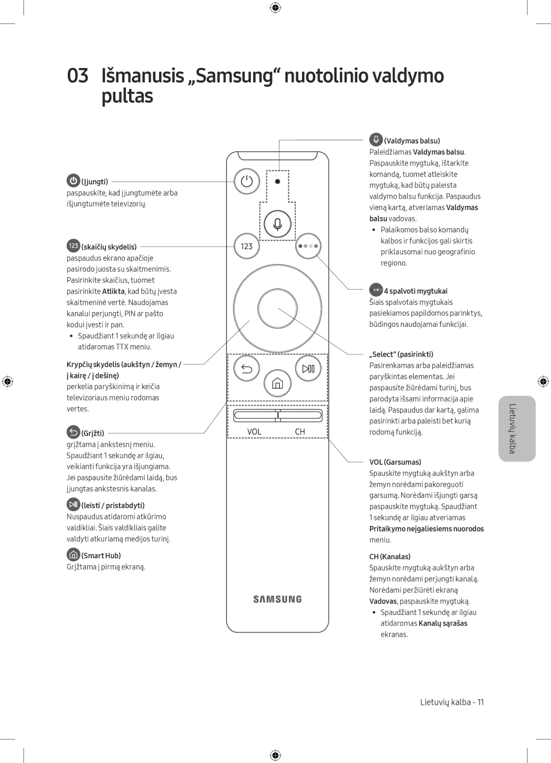 Samsung UE49M5672AUXXH, UE32M5502AKXXH, UE55M5502AKXXH manual 03 Išmanusis „Samsung nuotolinio valdymo pultas, Grįžti 