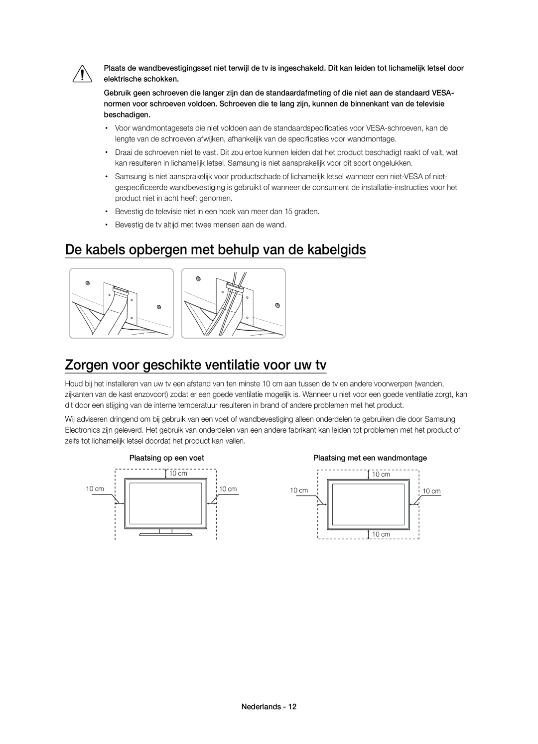 Samsung UE32S9AUXXE, UE32S9AUXZG, UE32S9AUXXC, UE32S9AUXXN, UE32S9AUXXU manual Plaatsing met een wandmontage 