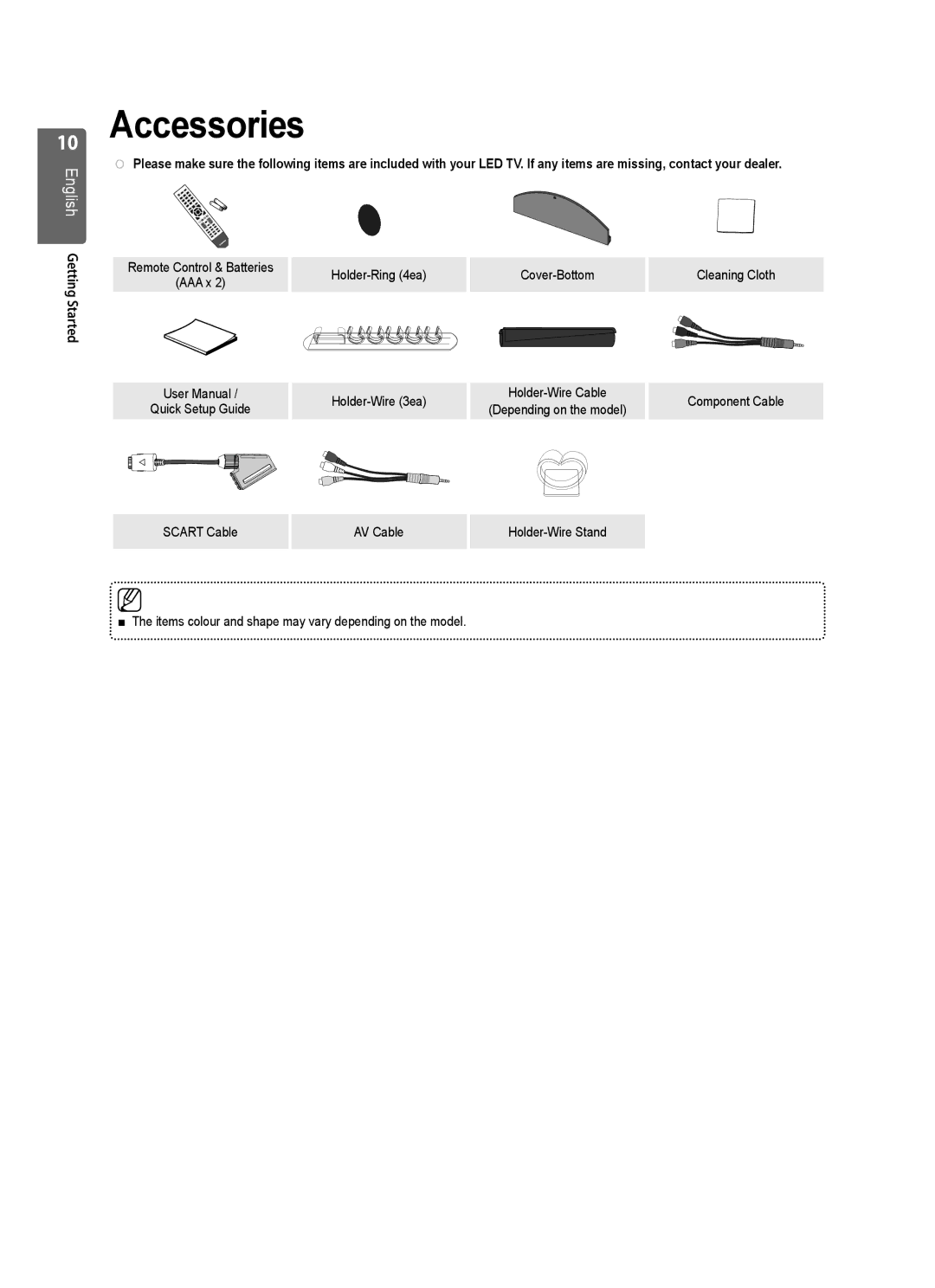 Samsung UE37B6000VWXXC, UE37B6000VWXXH manual Accessories, Holder-Ring 4ea, Holder-Wire 3ea 