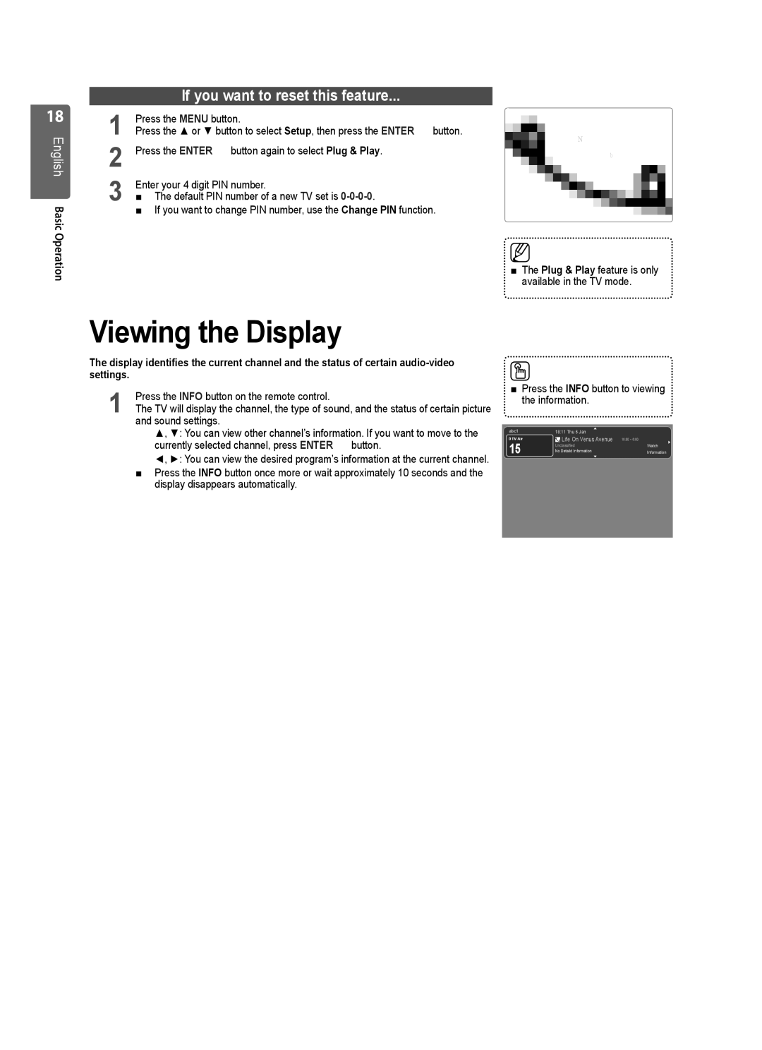 Samsung UE37B6000VWXXC Viewing the Display, If you want to reset this feature, Press the Info button on the remote control 