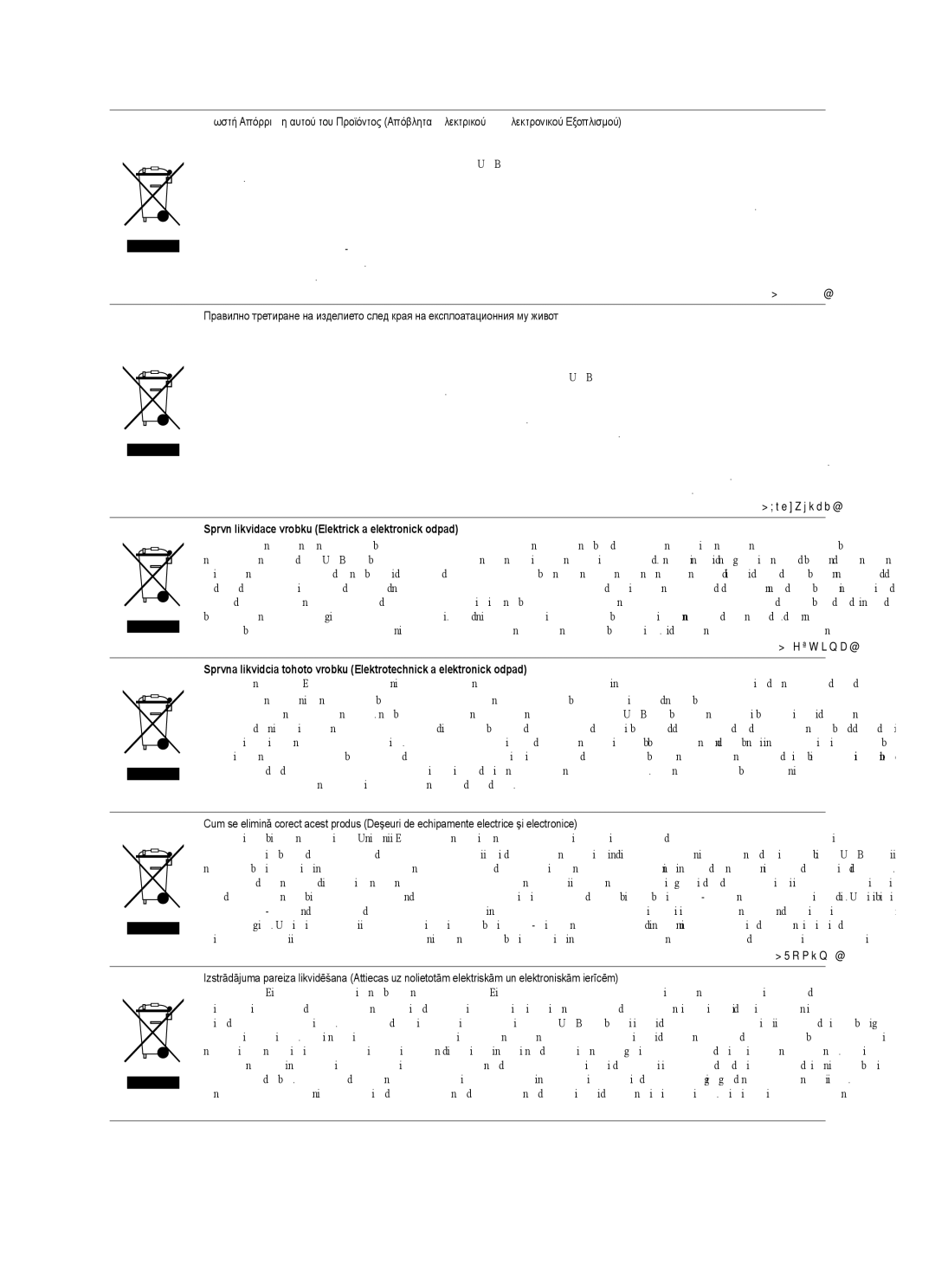 Samsung UE37B6000VWXXH, UE37B6000VWXXC manual Správná likvidace výrobku Elektrický a elektronický odpad 