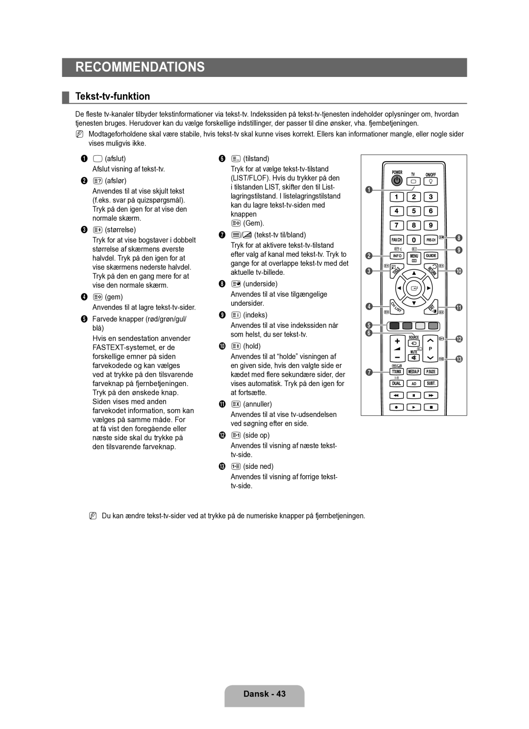 Samsung UE37B6050VWXXE manual Tekst-tv-funktion 