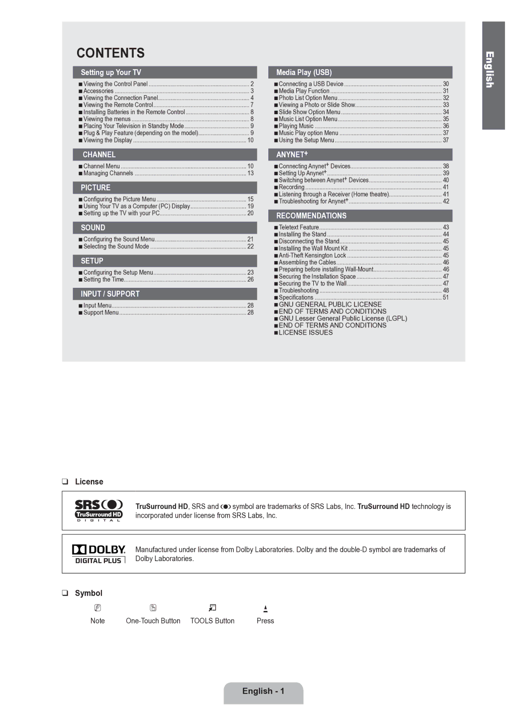 Samsung UE37B6050VWXXE manual Contents 