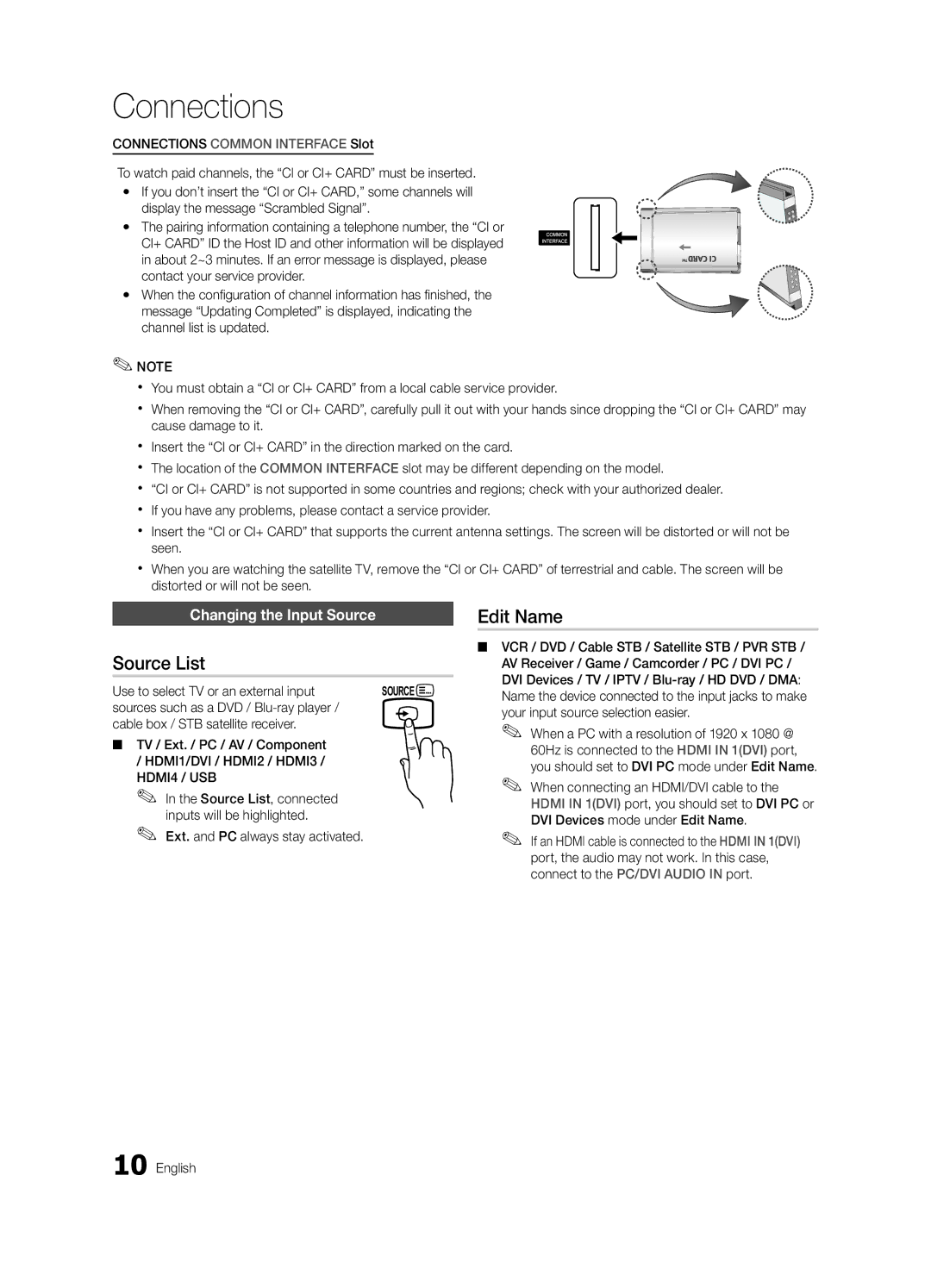 Samsung UE37C5700QSXZG manual Source List, Edit Name, Changing the Input Source, Use to select TV or an external input 