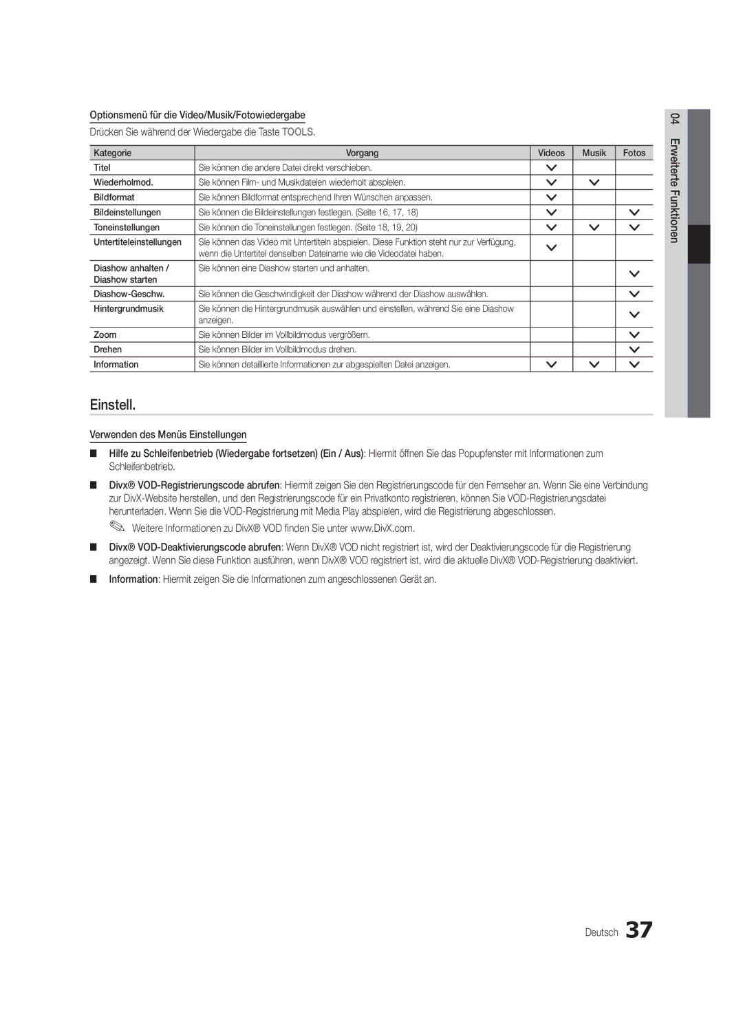 Samsung UE46C5800QKXXU, UE37C5700QSXZG, UE32C5700QSXZG, UE40C5700QSXZG, UE46C5700QSXZG manual Einstell 