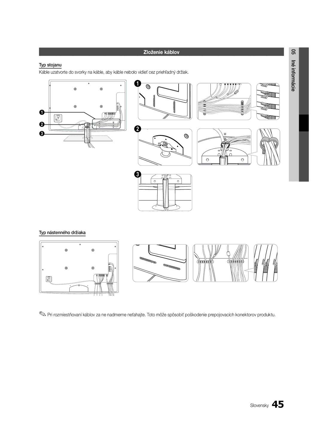 Samsung UE37C6000RWXXN, UE55C6000RWXXN, UE40C6000RWXXC, UE55C6000RWXZF, UE32C6000RWXXH, UE55C6000RWXXH manual Zloženie káblov 