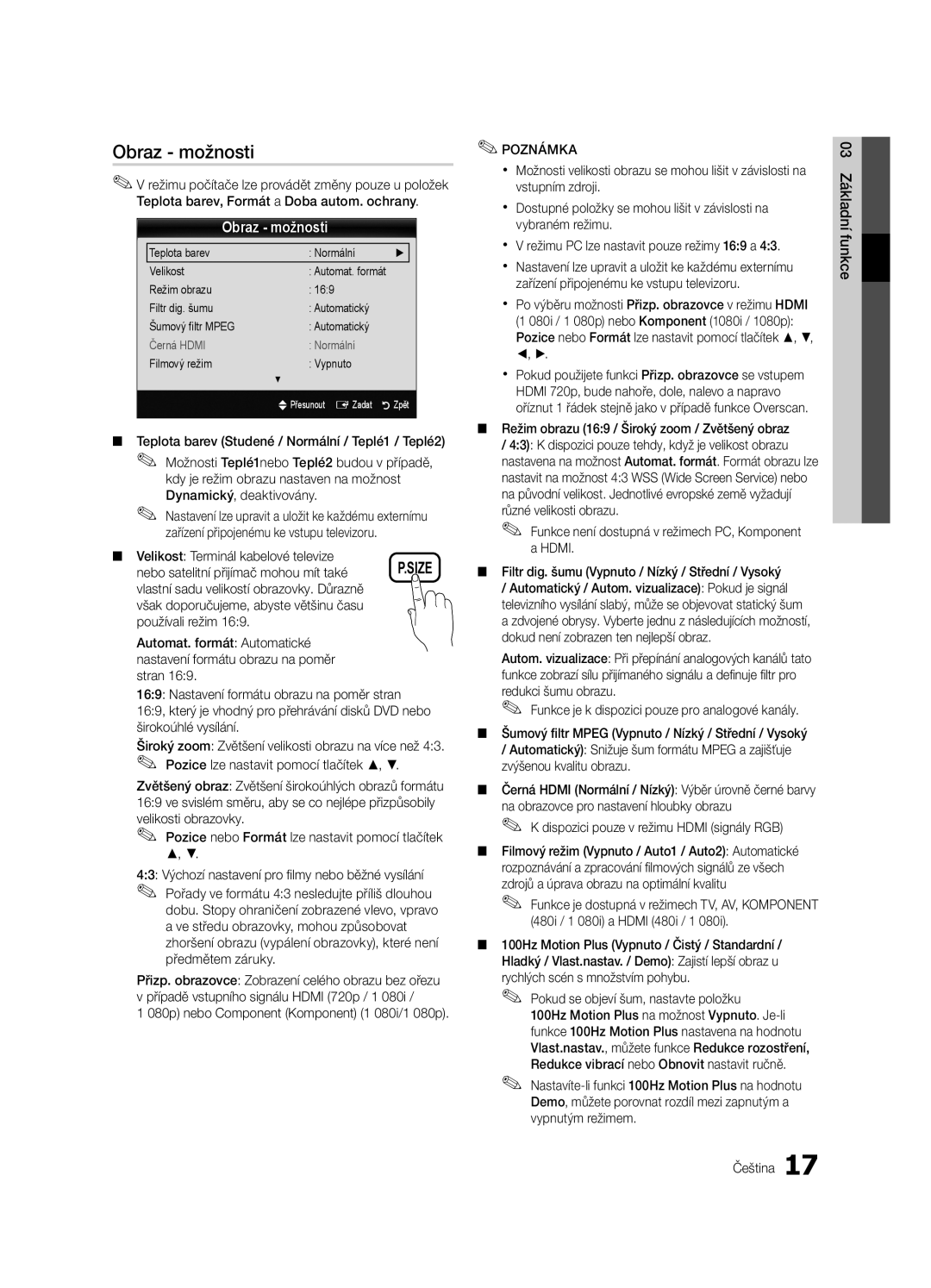 Samsung UE37C6000RWXXH, UE37C6000RWXXN, UE55C6000RWXXN manual Obraz možnosti, 080p nebo Component Komponent 1 080i/1 080p 