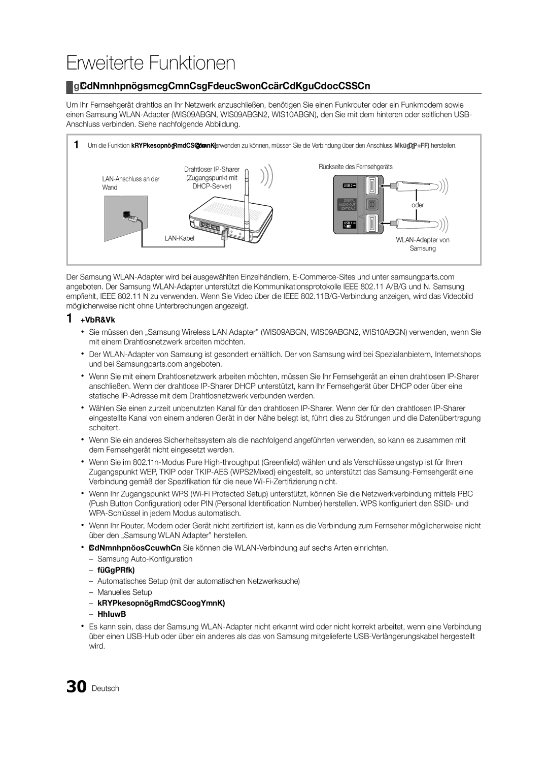 Samsung UE46C6200RSXZG, UE37C6200RSXZG, UE32C6000RWXXN manual Verbindung mit einem Drahtlosnetzwerk herstellen, Wand 