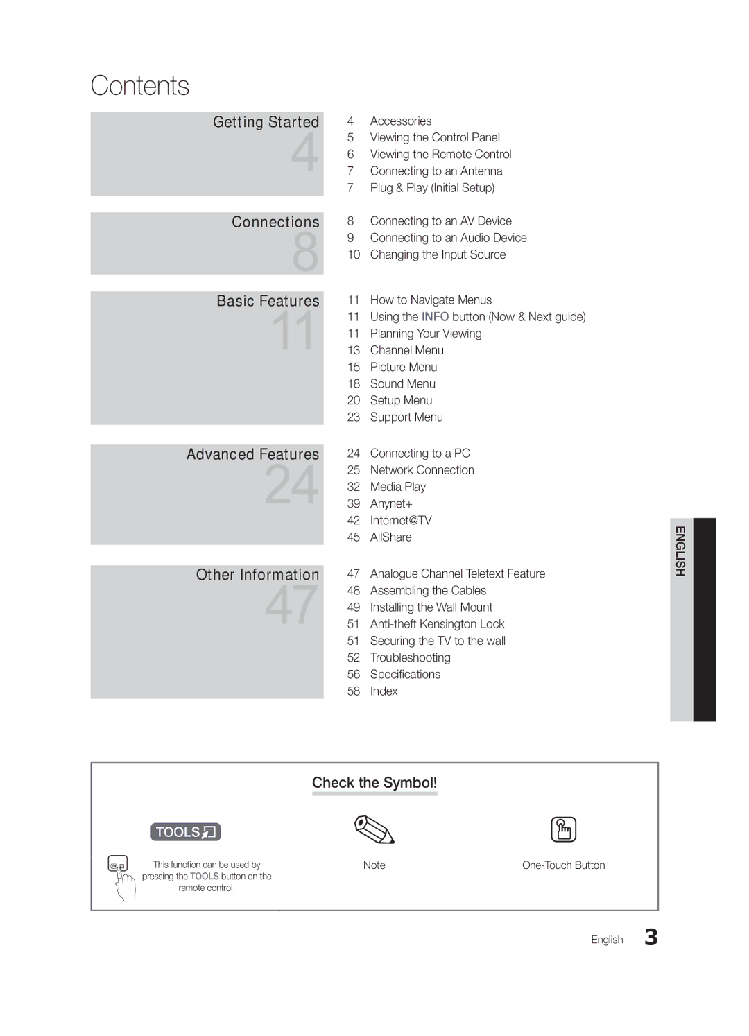 Samsung UE32C6540SWXRU, UE37C6540SWXRU, UE40C6540SWXRU, UE40C6510UWXRU, UE46C6540SWXRU, UE32C6510UWXRU manual Contents 