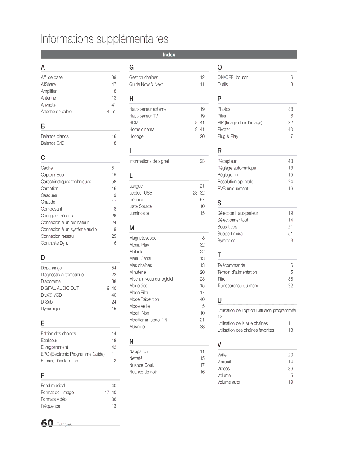 Samsung UE46C6600UWXXH, UE37C6600UWXXC manual Veille Verrouil Vidéos Volume Volume auto, Connexion à un système audio 