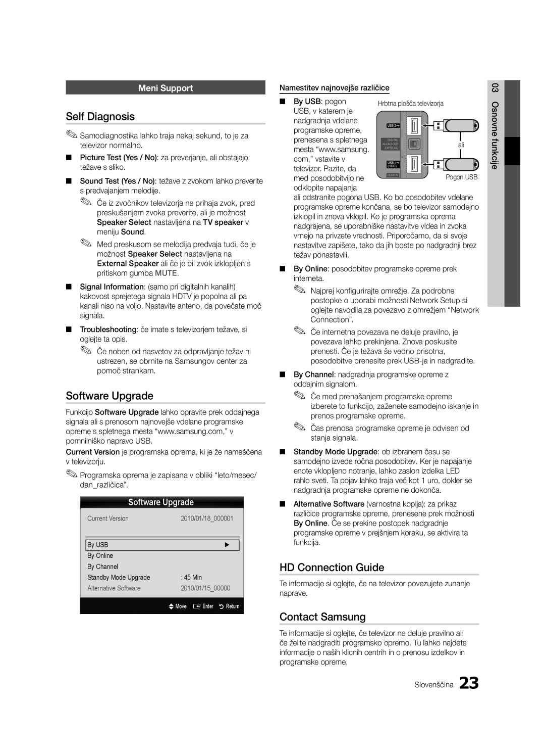 Samsung UE37C6620UWXXH, UE37C6600UWXXC, UE32C6600UWXXH Meni Support, Namestitev najnovejše različice, Odklopite napajanja 