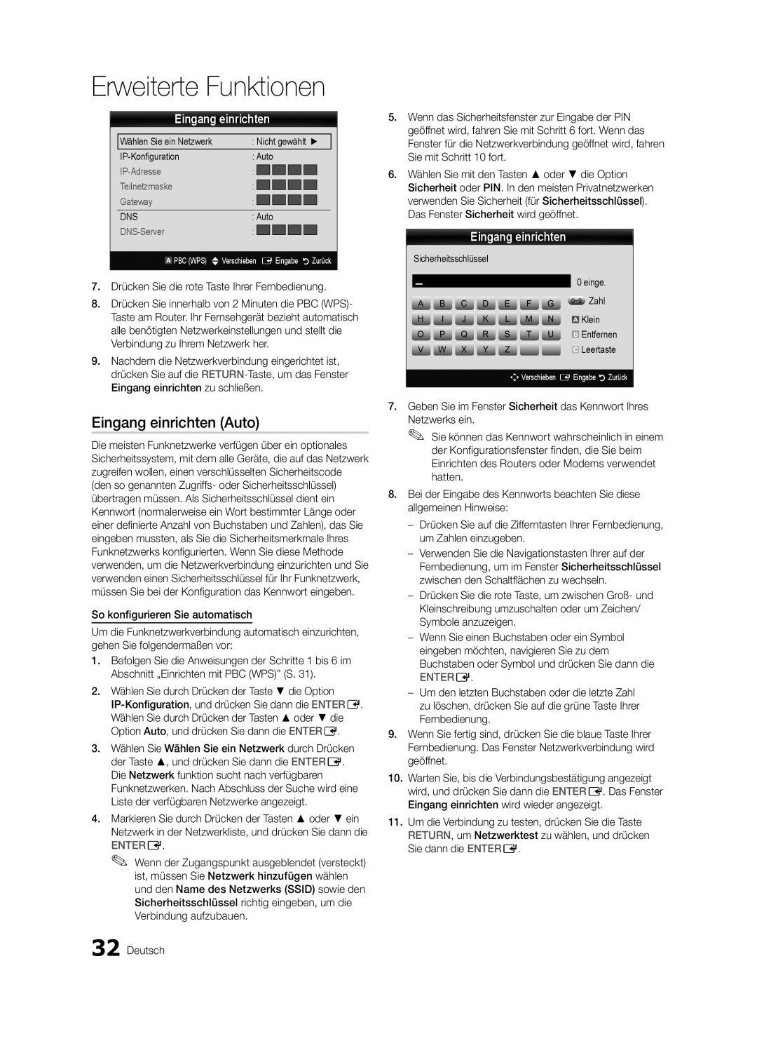 Samsung UE46C6820USXZG, UE37C6800USXZG Drücken Sie die rote Taste Ihrer Fernbedienung, Sicherheitsschlüssel Einge, Klein 