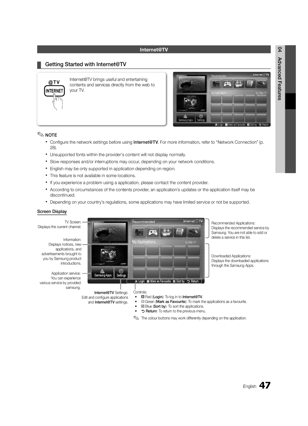 Samsung UE46C6820USXZF, UE37C6800USXZG, UE37C6820USXZG, UE32C6820USXZG, UE46C6820USXZG manual Getting Started with Internet@TV 