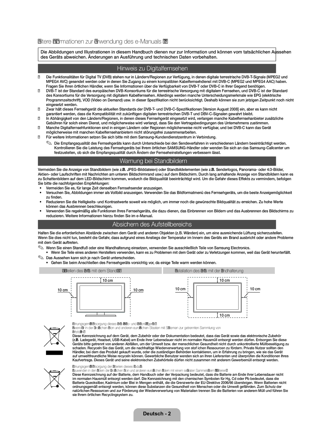 Samsung UE37D6200TSXZF, UE32D6200TSXZF Weitere Informationen zur Verwendung des e-Manuals p, Hinweis zu Digitalfernsehen 