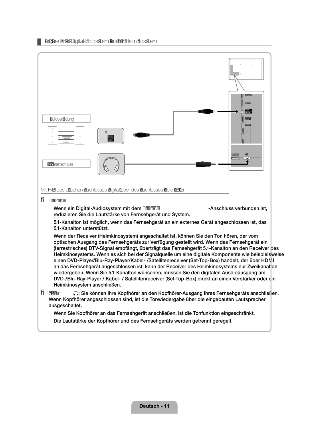 Samsung UE32D6200TSXZF, UE37D6200TSXZF manual Audioverbindung 