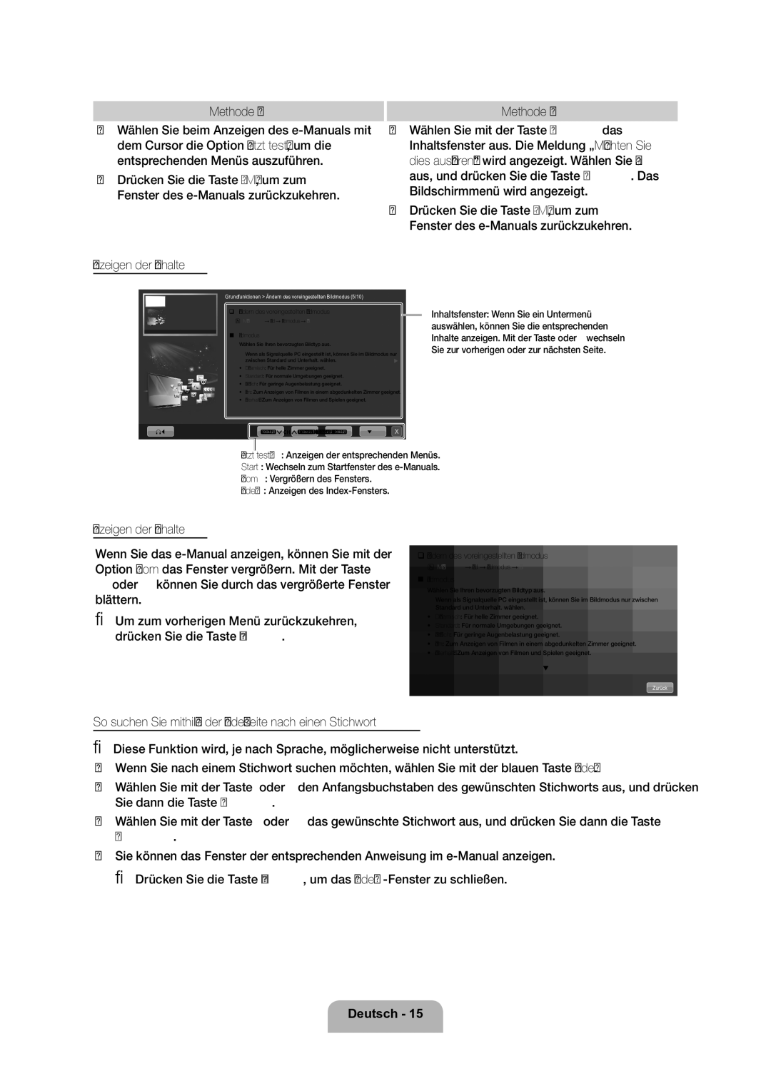 Samsung UE32D6200TSXZF, UE37D6200TSXZF manual Anzeigen der Inhalte Methode 