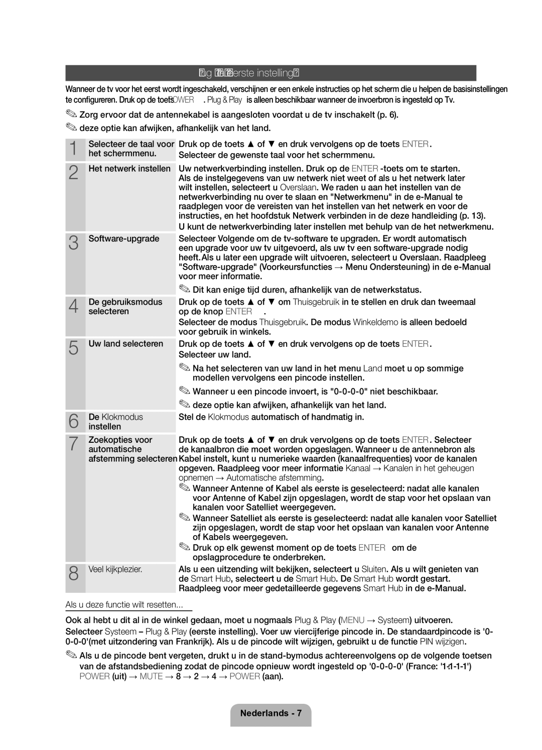 Samsung UE32D6200TSXZF manual Plug & Play eerste instelling, Uw land selecteren De Klokmodus instellen, Veel kijkplezier 