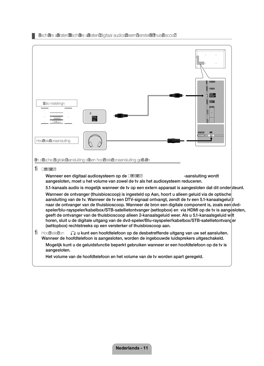 Samsung UE32D6200TSXZF, UE37D6200TSXZF manual Audio-instellingn 