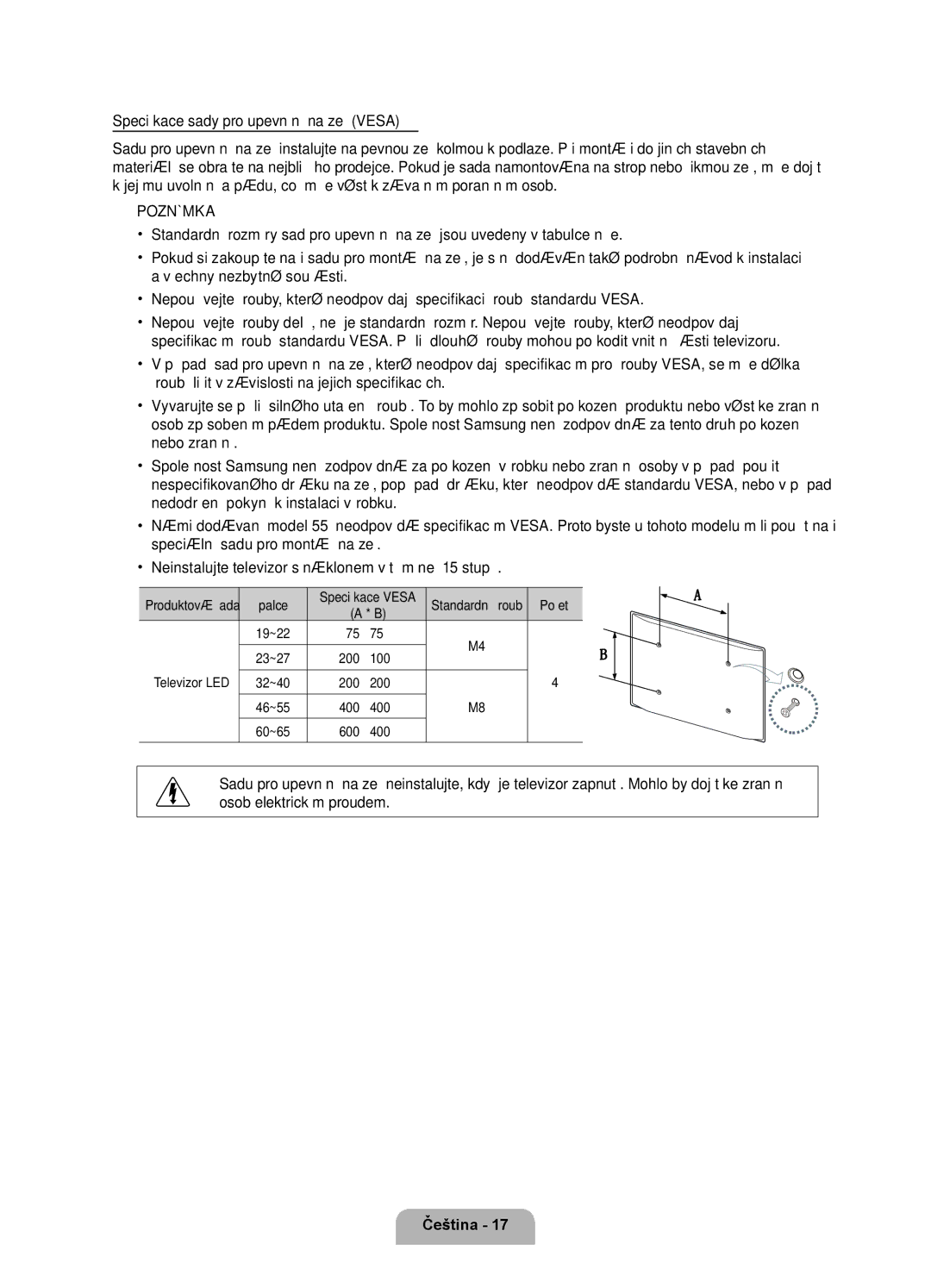 Samsung UE46D6750WSXXH, UE37D6750WSXXH Palce, Počet, Produktová řada, Specifikace Vesa Standardní šroub, Televizor LED 