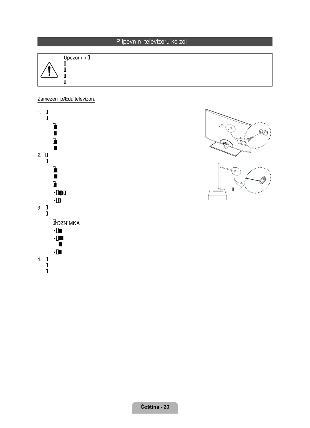 Samsung UE40D6750WSXZG, UE37D6750WSXXH, UE40D6750WSXXH manual Připevnění televizoru ke zdi, Pro 19 až 27 palců M4, Zeď 