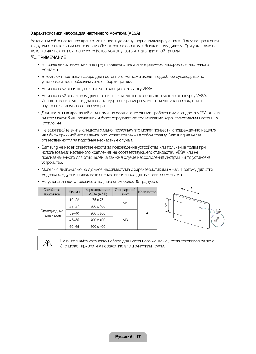 Samsung UE46D6750WSXXH, UE37D6750WSXXH, UE40D6750WSXXH, UE32D6750WSXXH, UE55D6750WSXXH manual Семейство Дюймы, 200 100, 600 400 