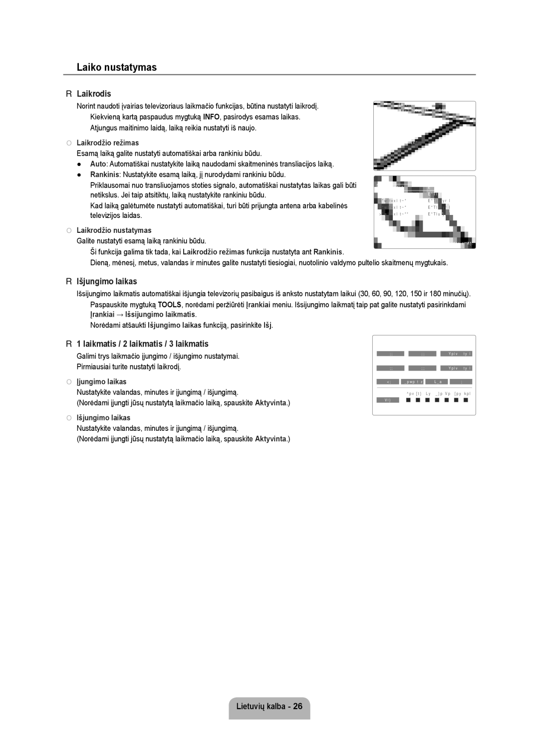 Samsung UE32B6000VWXZG, UE40B6000VWXXN manual Išjungimo laikas, Laikmatis / 2 laikmatis / 3 laikmatis, Įjungimo laikas 