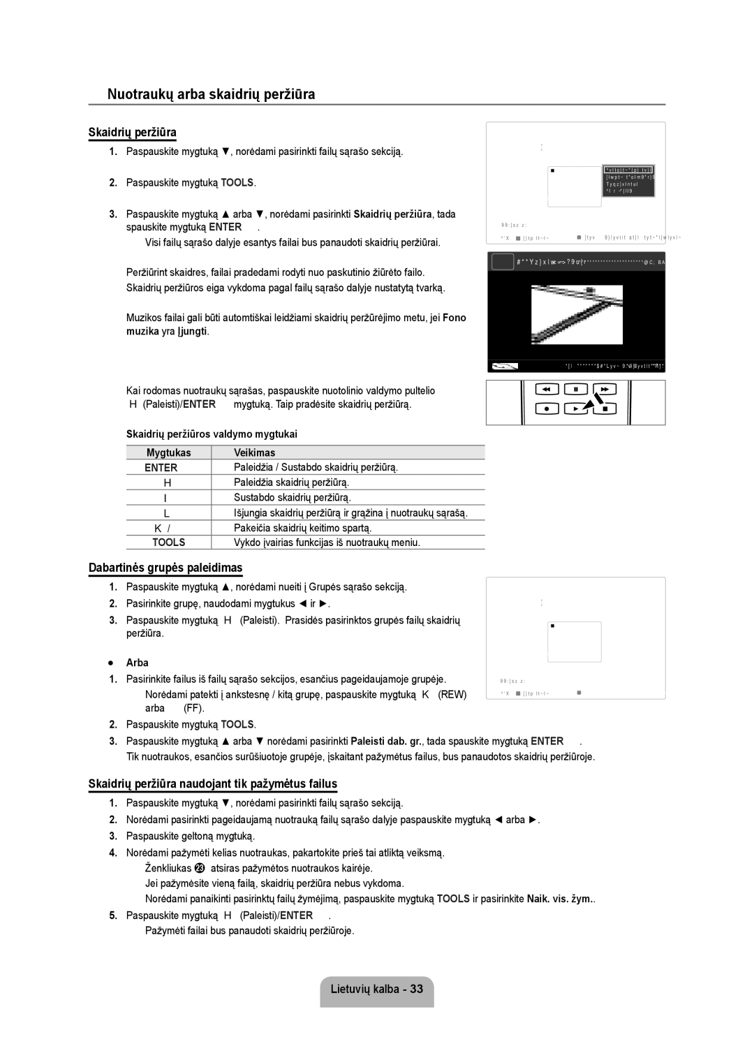 Samsung UE40B6000VWXXH, UE40B6000VWXXN, UE40B6000VWXZG manual Nuotraukų arba skaidrių peržiūra, Dabartinės grupės paleidimas 