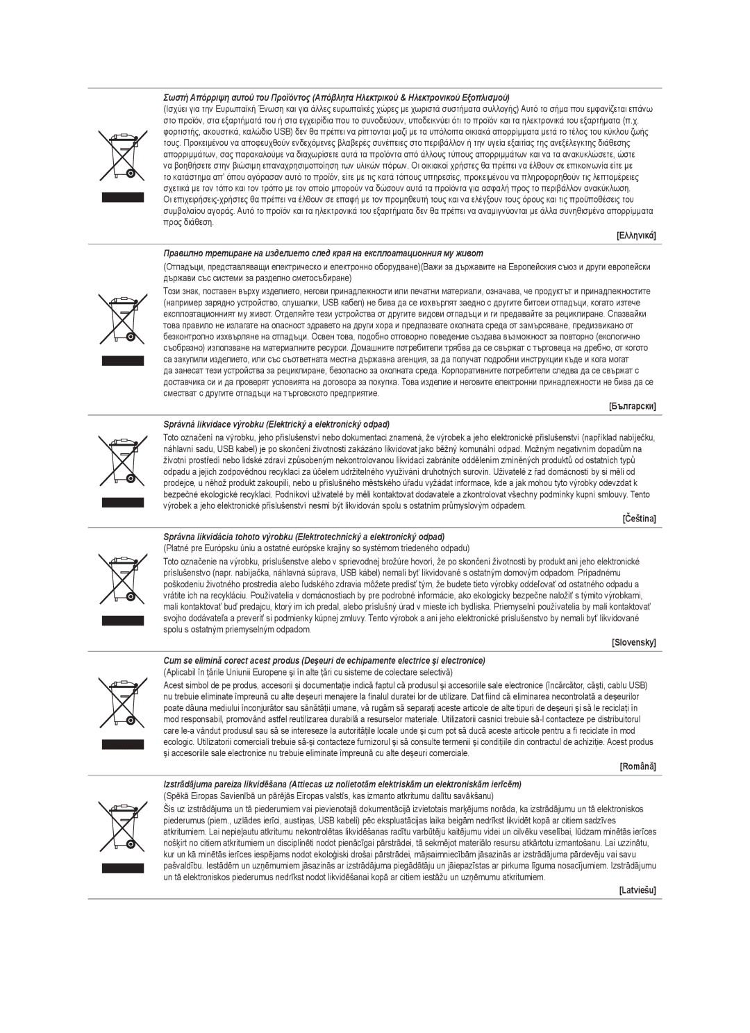 Samsung UE37B6000VWXXC, UE40B6000VWXXN, UE40B6000VWXZG manual Správná likvidace výrobku Elektrický a elektronický odpad 