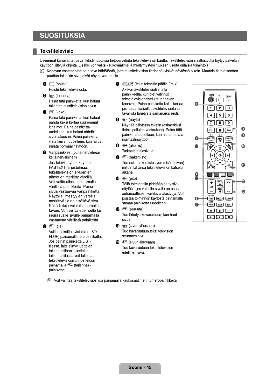 Samsung UE40B6050VWXXE manual Tekstitelevisio 