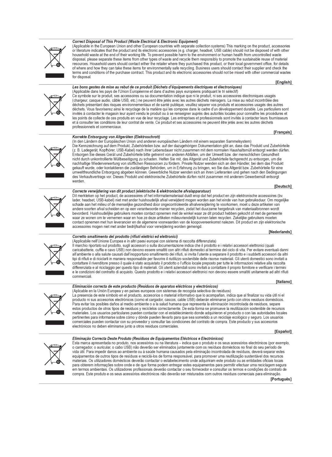 Samsung UE40B6050VWXXE manual Korrekte Entsorgung von Altgeräten Elektroschrott 