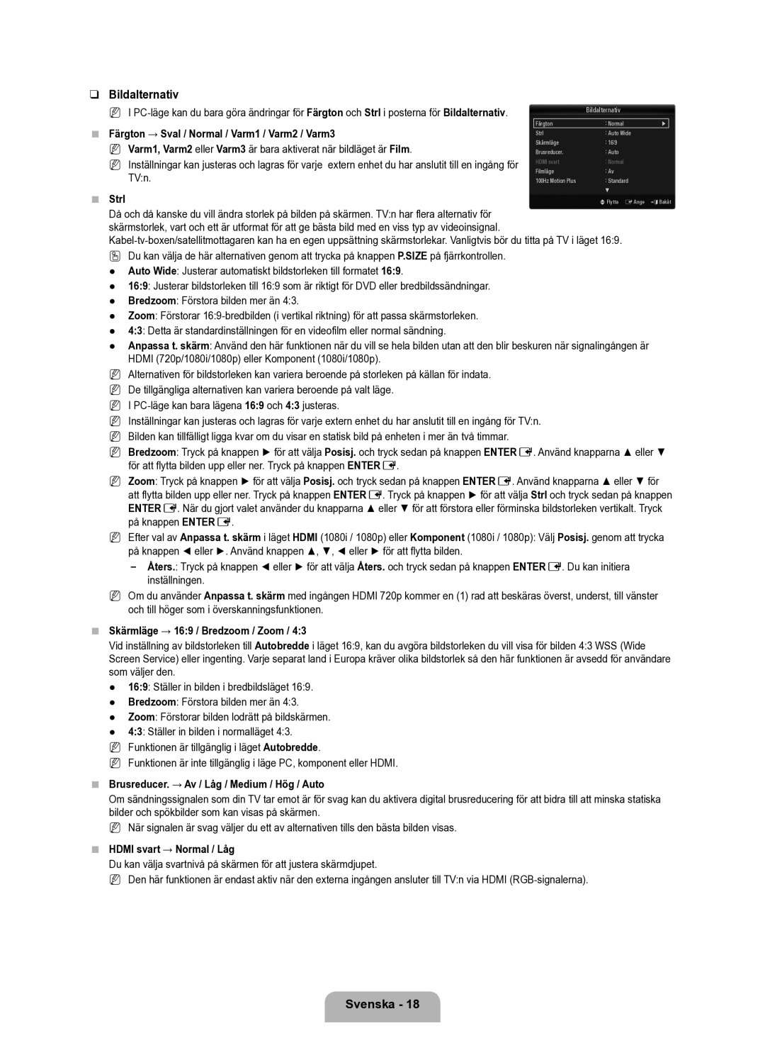 Samsung UE40B6050VWXXE manual Bildalternativ 