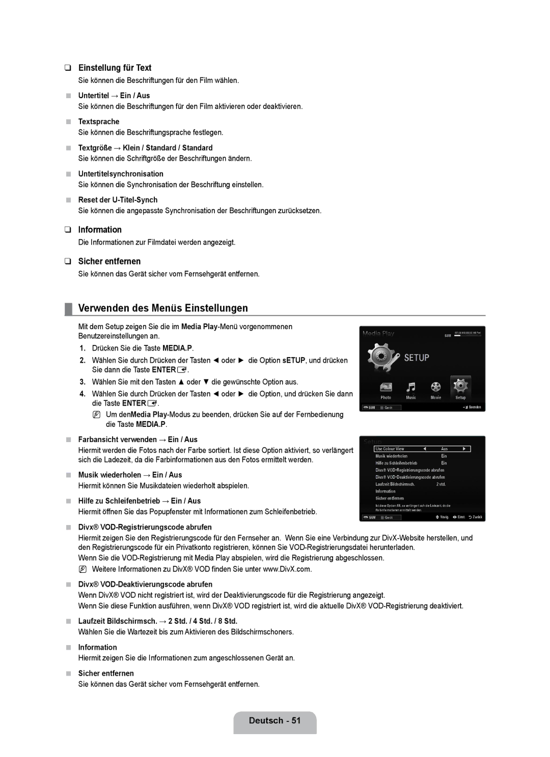 Samsung UE32B7000WPXXN, UE40B7000WWXUA, UE40B7000WWXZG manual Verwenden des Menüs Einstellungen, Einstellung für Text 