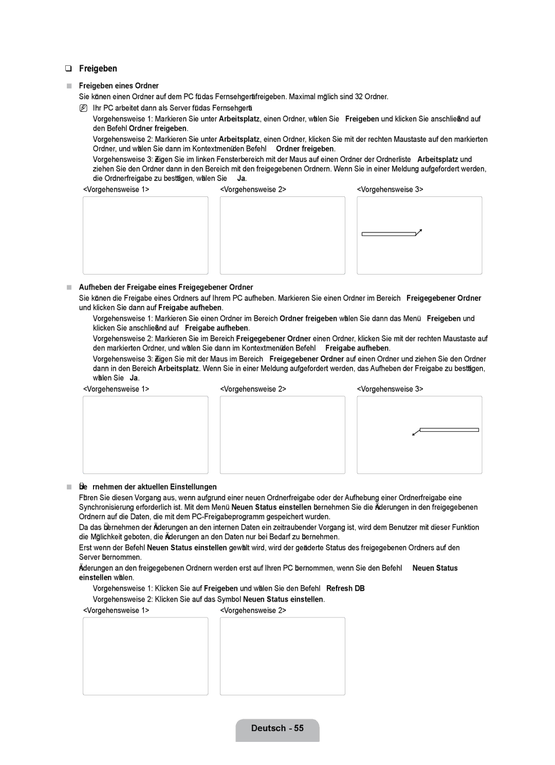 Samsung UE40B7000WWXXH, UE40B7000WWXUA manual Freigeben eines Ordner, Aufheben der Freigabe eines Freigegebener Ordner 