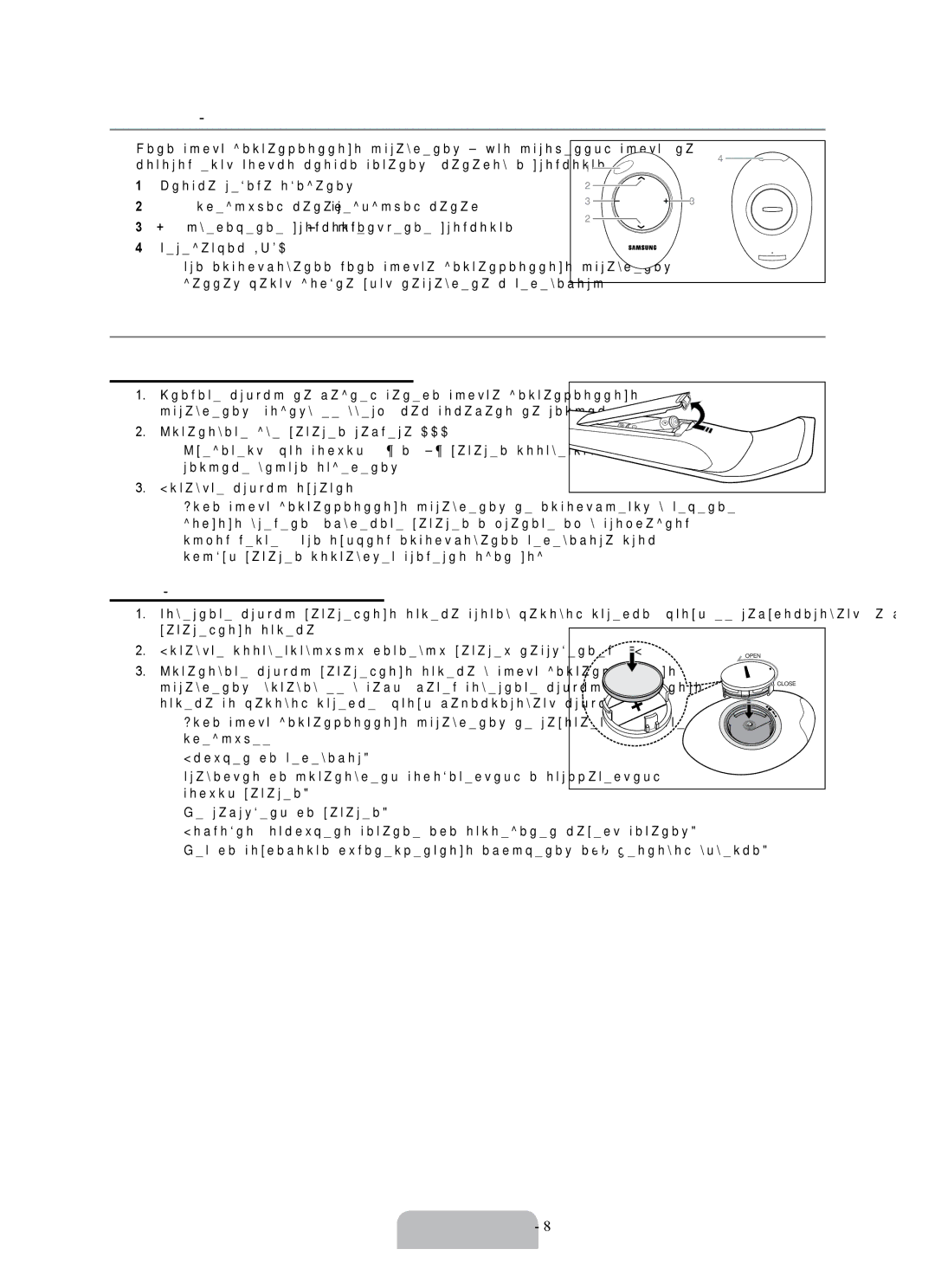 Samsung UE46B7020WWXXN manual Мини-пульт дистанционного управления, Установка батарей в пульт дистанционного управления 