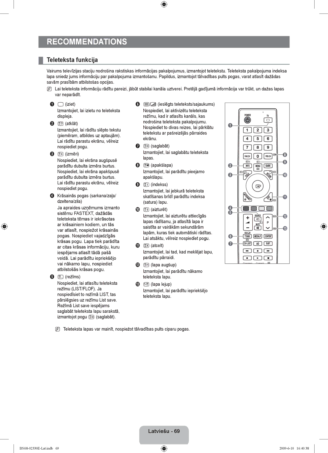 Samsung UE40B8000XWXBT manual Teleteksta funkcija, 1apakšlapa 