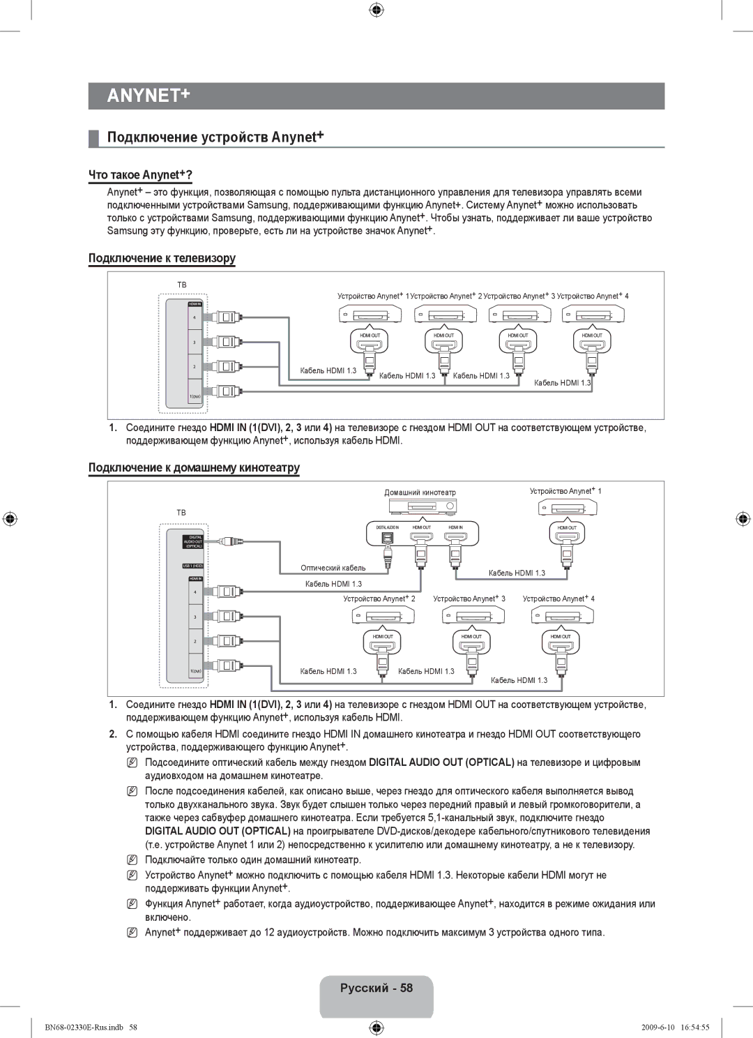 Samsung UE40B8000XWXBT manual Подключение устройств Anynet+, Что такое Anynet+?, Подключение к телевизору 