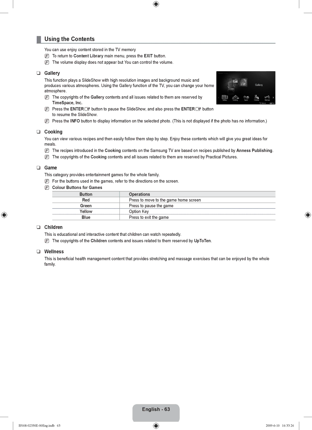 Samsung UE40B8000XWXBT manual Using the Contents 