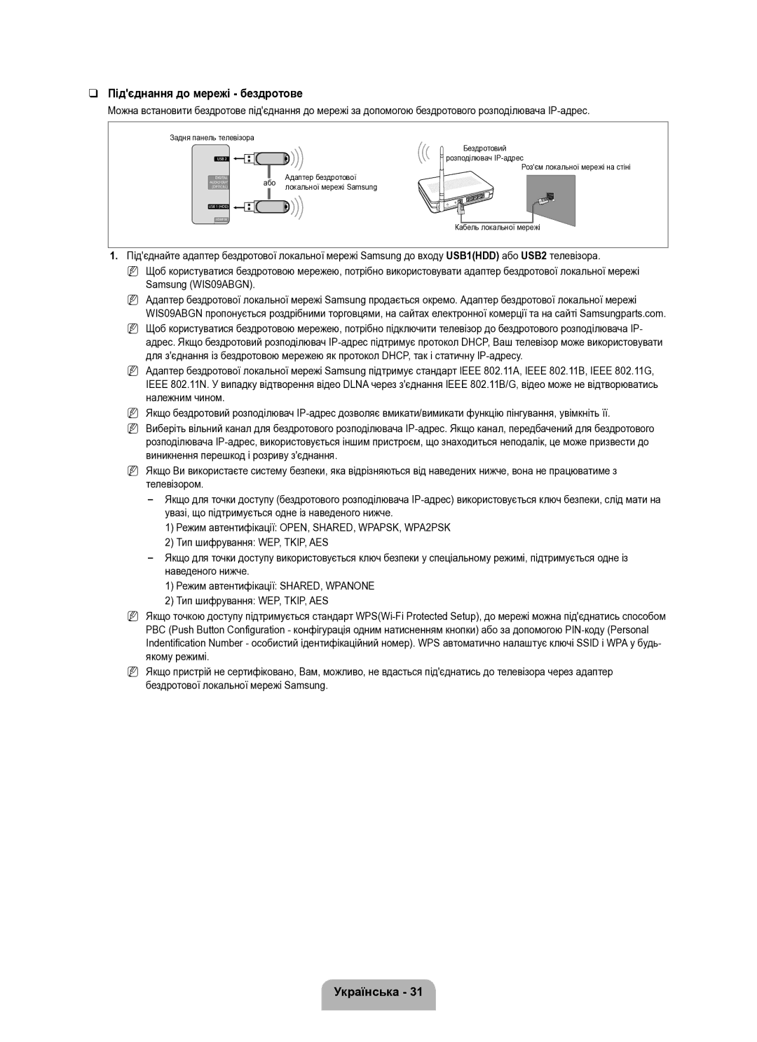 Samsung UE40B8000XWXUA manual Підєднання до мережі бездротове 