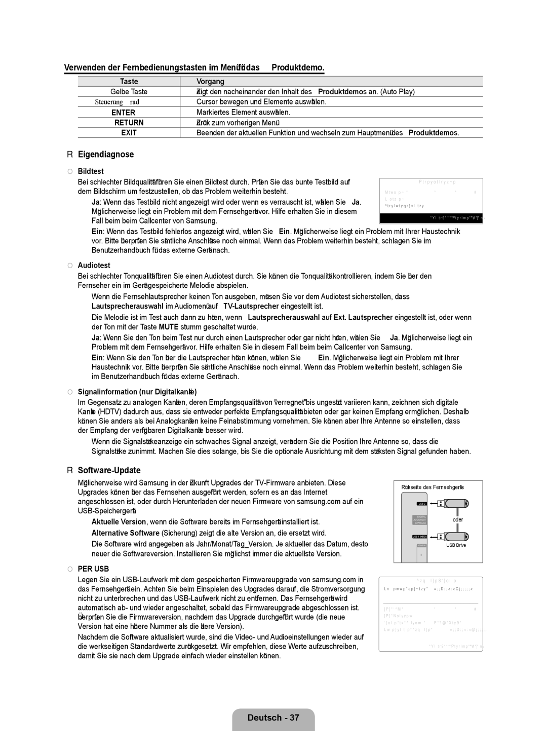 Samsung UE40B8090XPXZG, UE40B8090XWXZG manual Eigendiagnose, Software-Update 