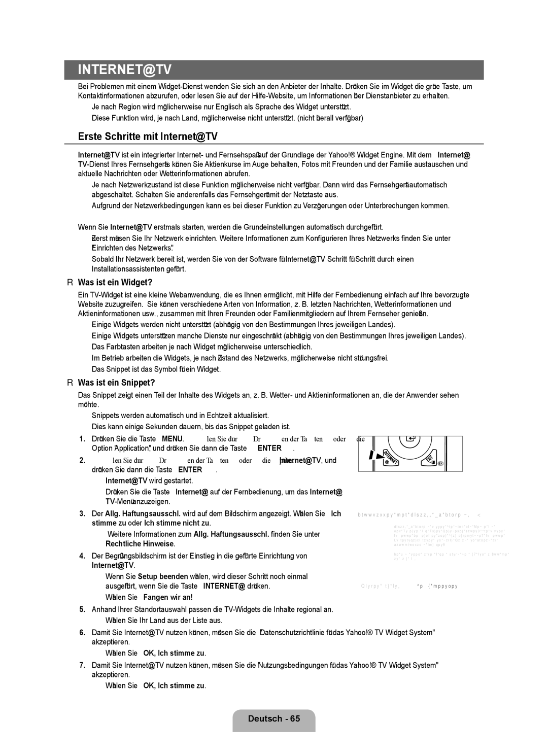 Samsung UE40B8090XPXZG, UE40B8090XWXZG manual Erste Schritte mit Internet@TV, Was ist ein Widget?, Was ist ein Snippet? 