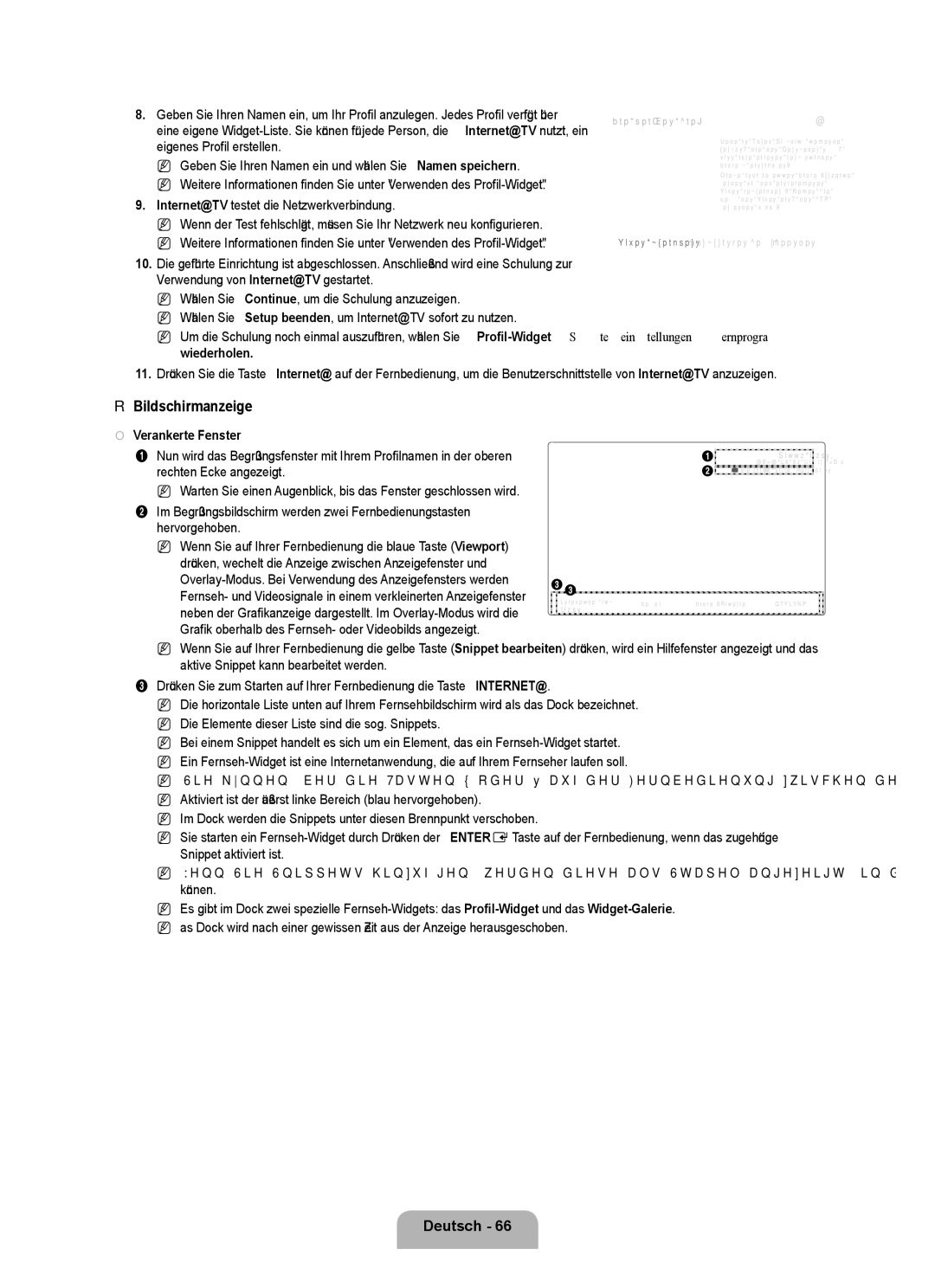 Samsung UE40B8090XWXZG, UE40B8090XPXZG manual Verankerte Fenster, Namen speichern Überspringen Setup beenden 