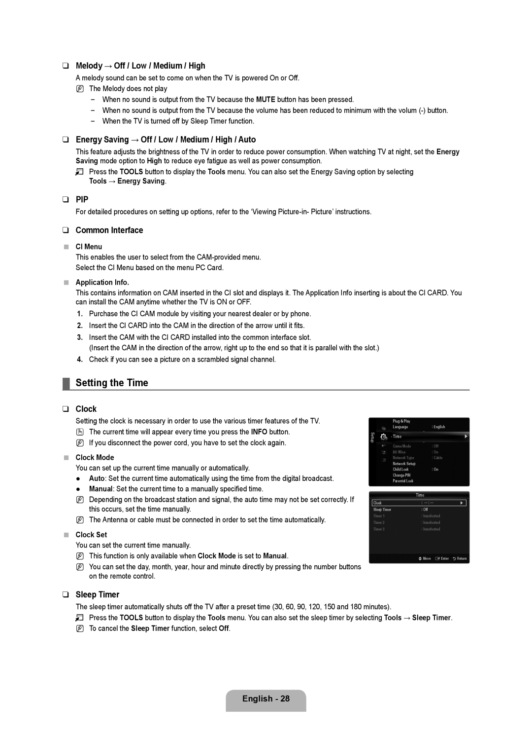 Samsung UE40B8090XWXZG, UE40B8090XPXZG manual Setting the Time 