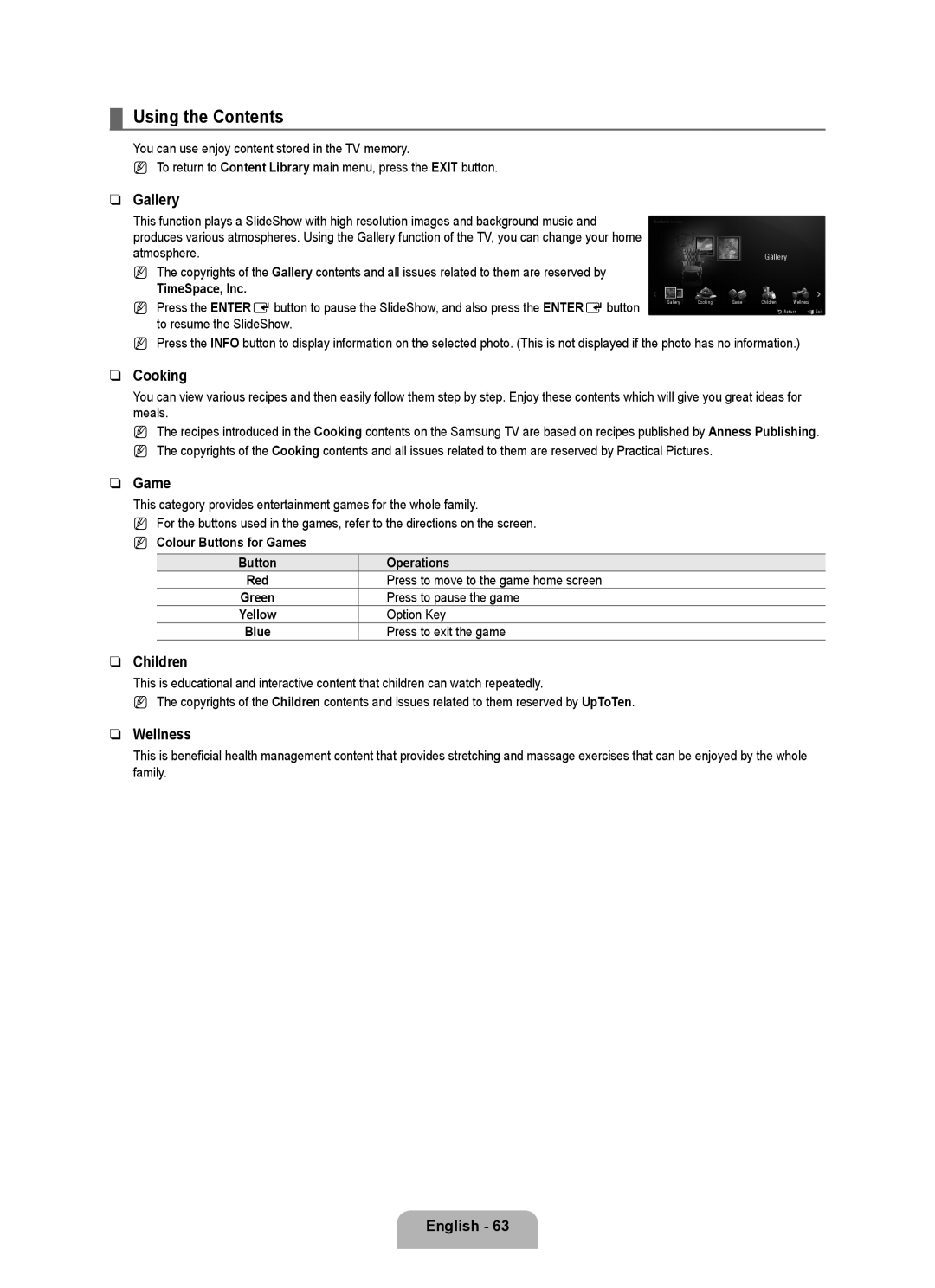 Samsung UE40B8090XPXZG, UE40B8090XWXZG manual Using the Contents 