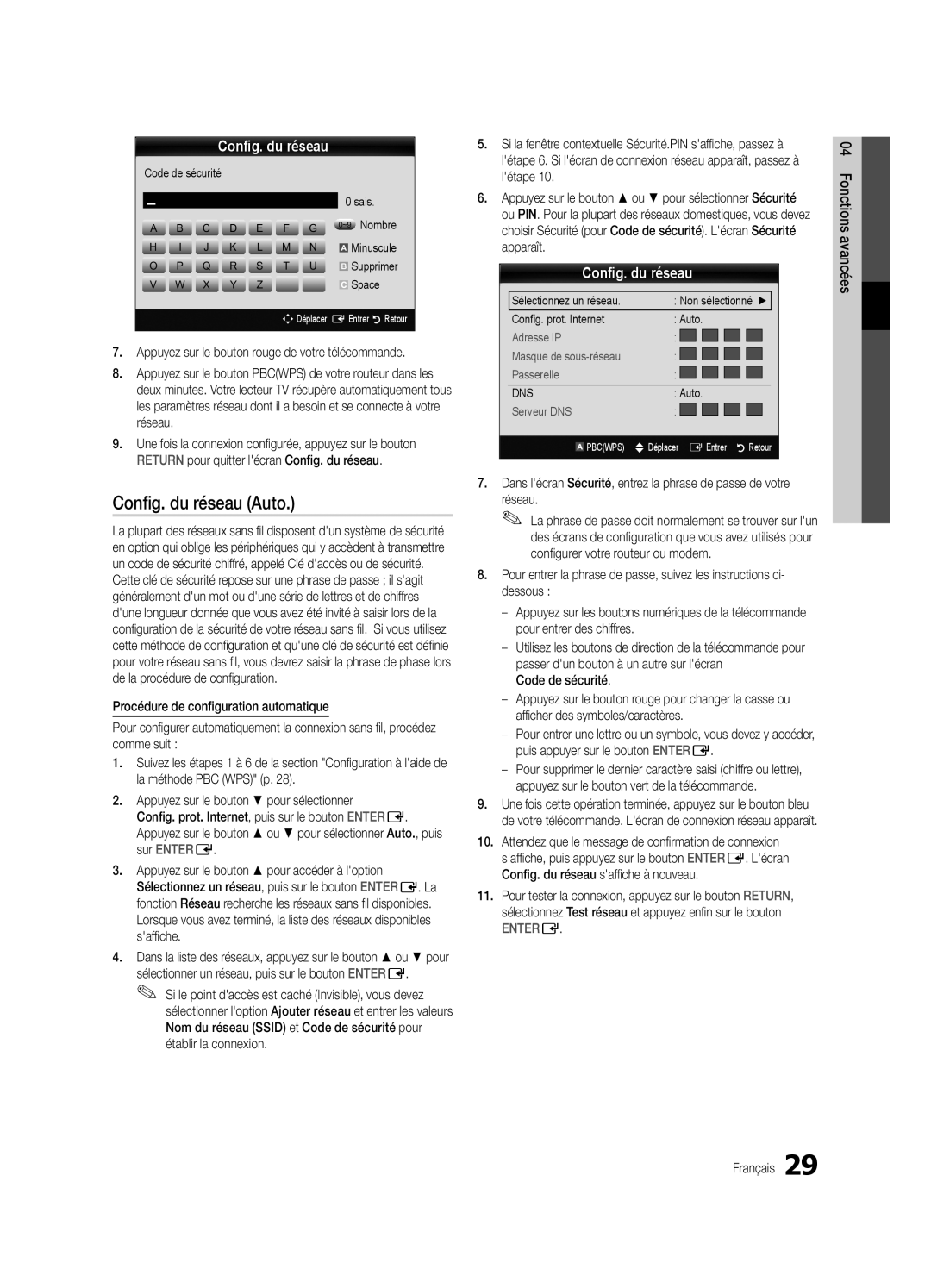 Samsung UE40C6000RWXXC, UE40C6000RWXXN, UE37C6000RWXXN, UE46C6000RWXXN Réseau, Code de sécurité Sais ~9 Nombre Minuscule 