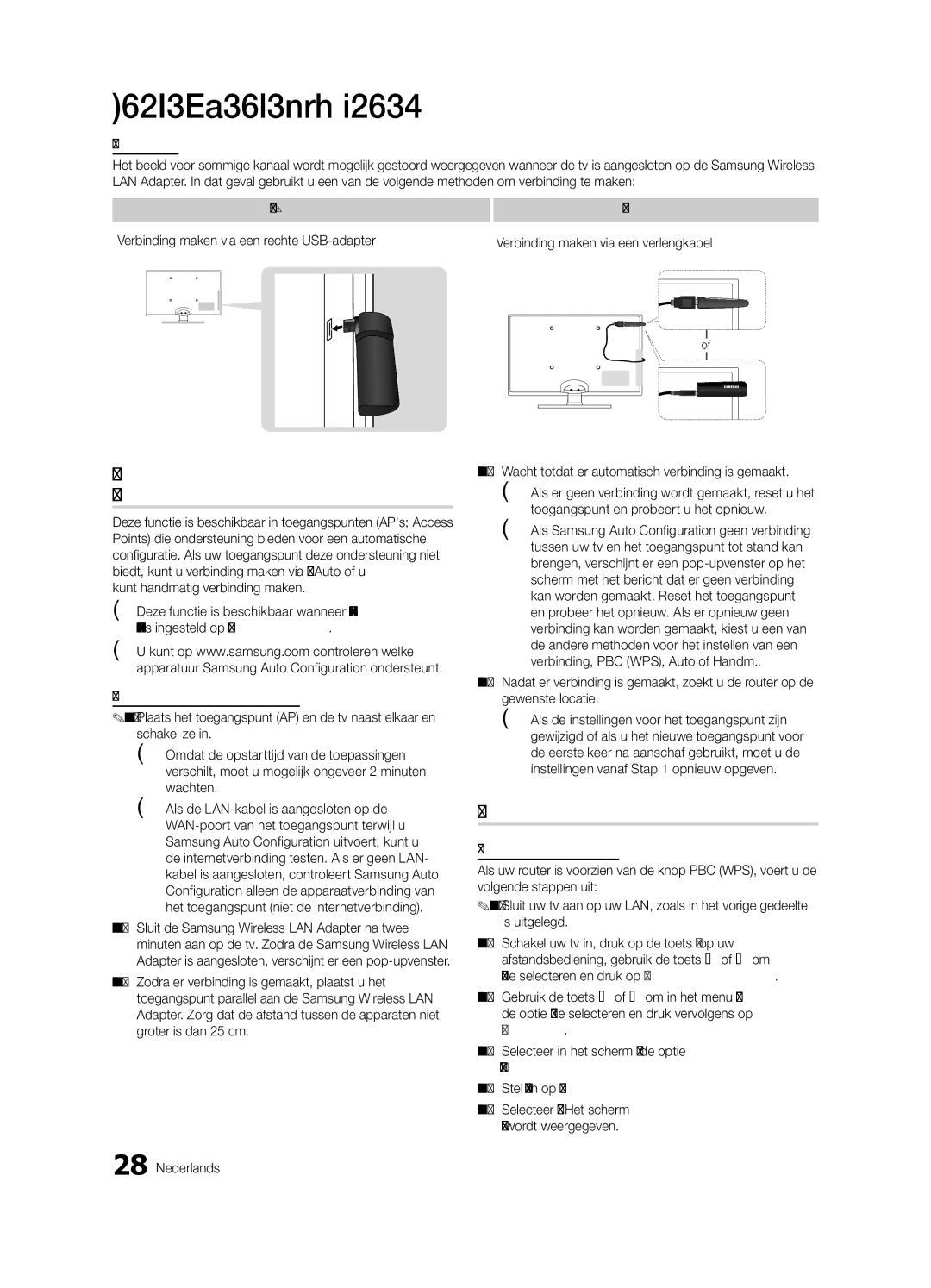 Samsung UE46C6000RWXZG, UE40C6000RWXXN Netwerk instellen Samsung Auto Configuration, Netwerk instellen PBC WPS, Wachten 