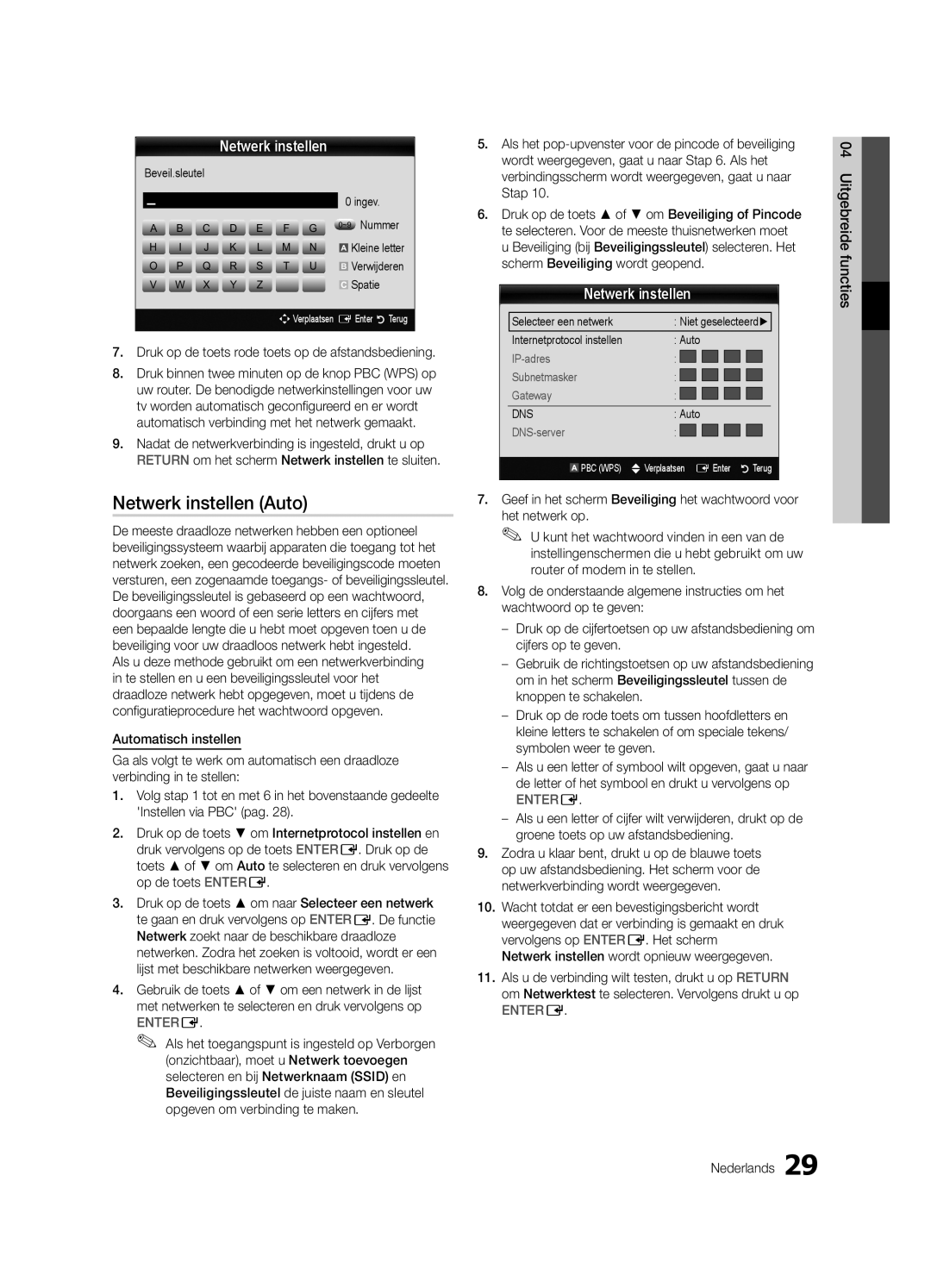 Samsung UE40C6000RWXXC Druk op de toets rode toets op de afstandsbediening, Beveil.sleutel Ingev ~9 Nummer Kleine letter 