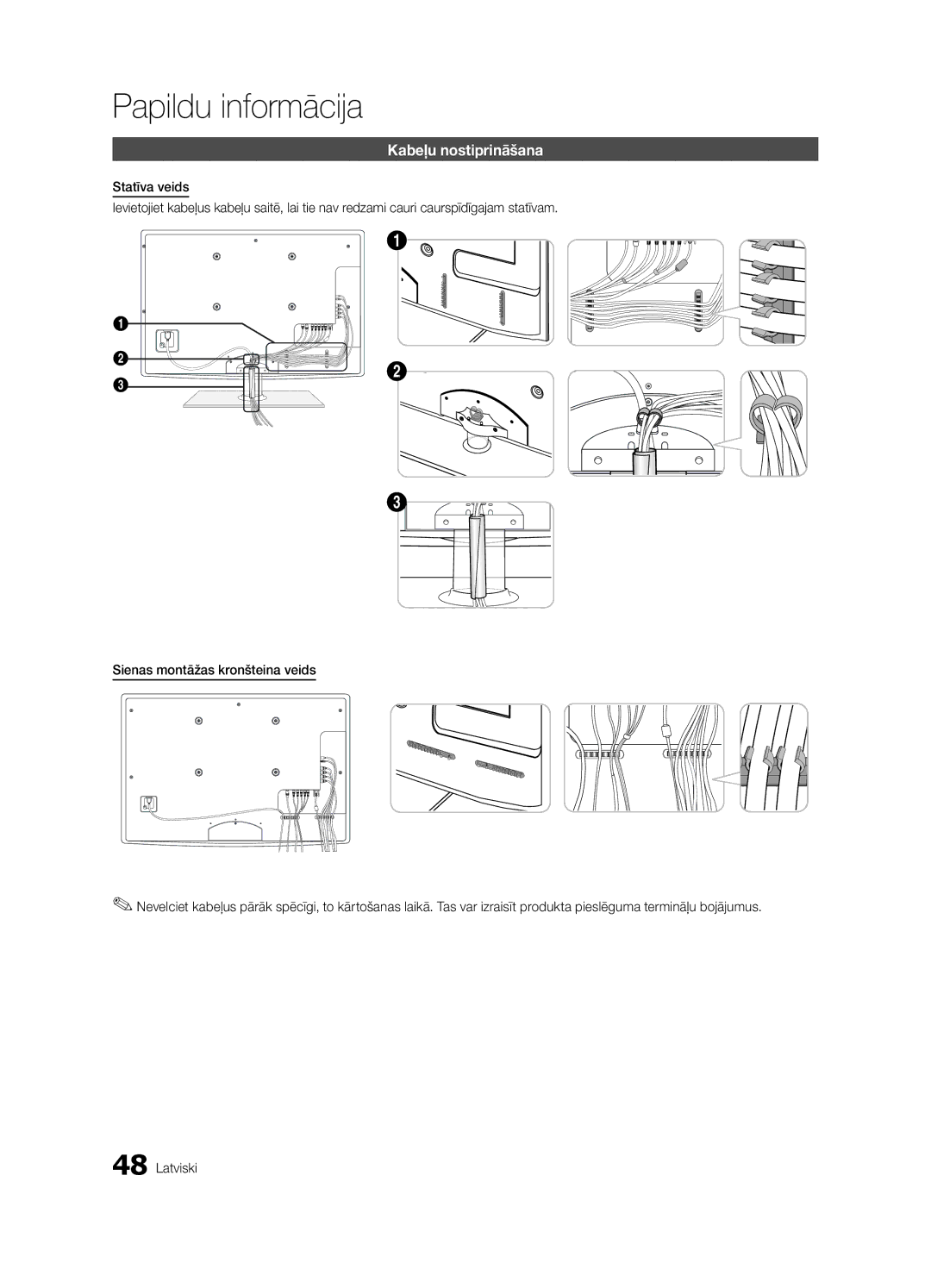 Samsung UE40C6530UWXBT, UE40C6510UWXBT, UE40C6500UWXBT, UE32C6510UWXBT, UE32C6530UWXBT, UE32C6500UWXBT Kabeļu nostiprināšana 