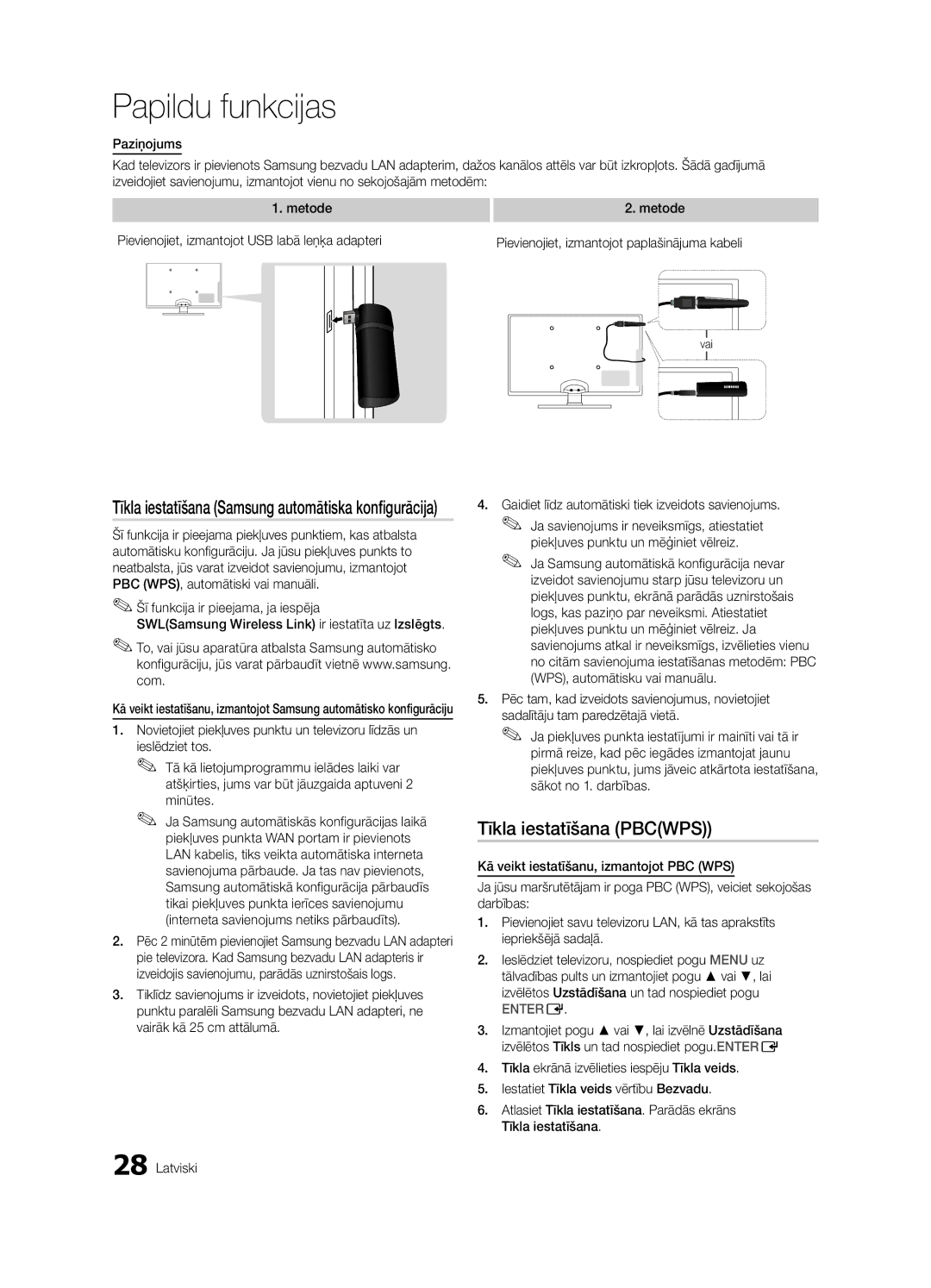 Samsung UE40C6530UWXBT manual Tīkla iestatīšana Pbcwps, Tīkla iestatīšana Samsung automātiska konfigurācija, Minūtes 